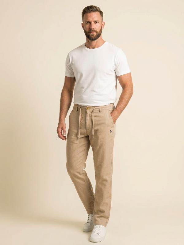 Ralph Lauren Remi Cotton Semi Beige Trousers 01