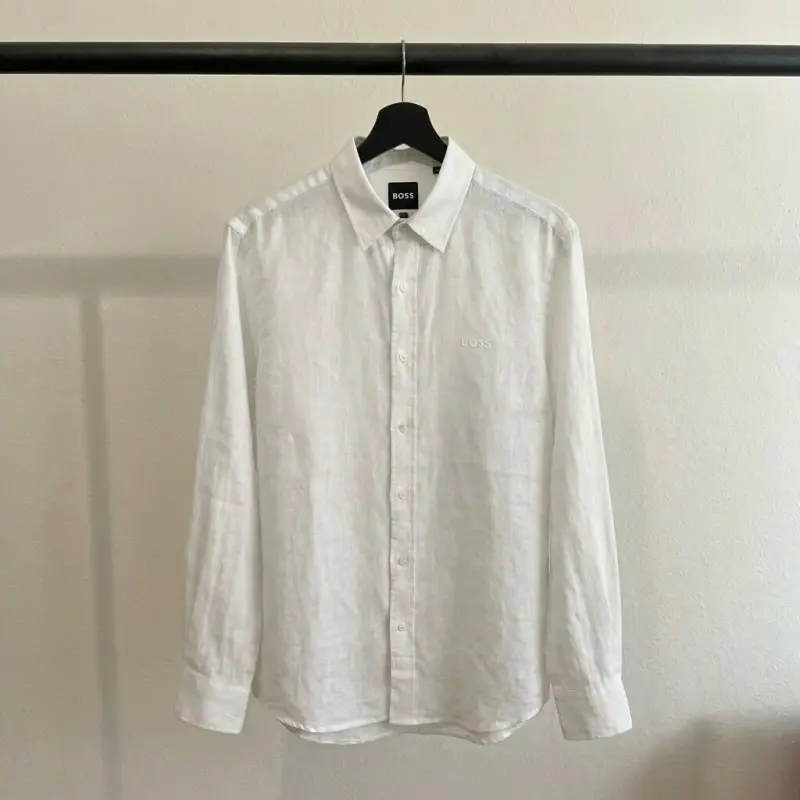 Hugo Boss 100% Linen Vintage Shirt, White
